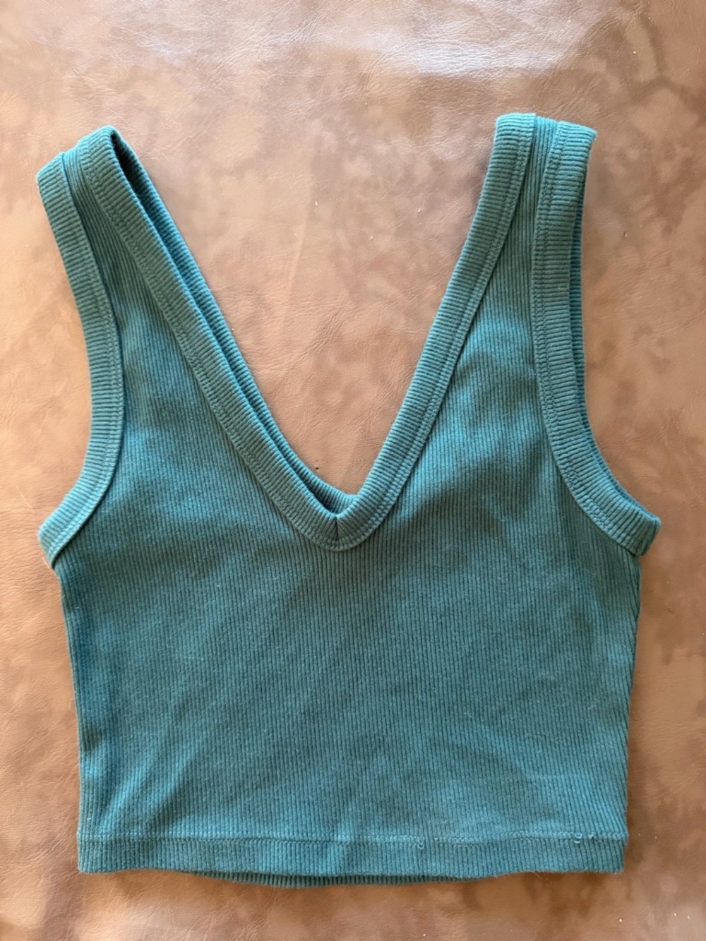 Teal Wild Fable Ribbed V-Neck Crop Tank Top - Women